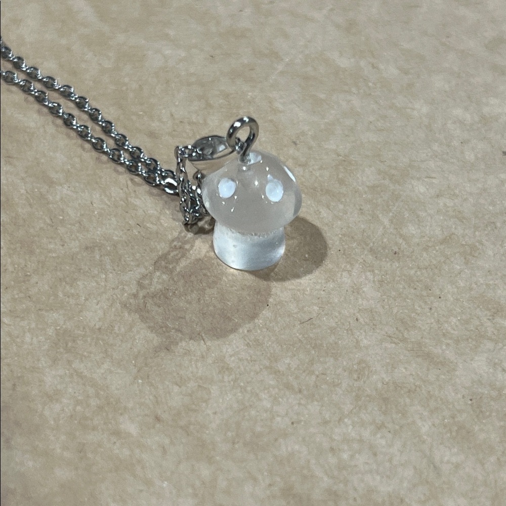 Clear Mushroom Pendant Necklace